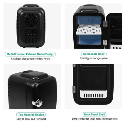 Crownful 4L Mini Fridge 110V 220V Beauty Makeup Skincare Refrigerator AC/DC Heated Cooling Beauty Refrigerator Car Mini Fridge