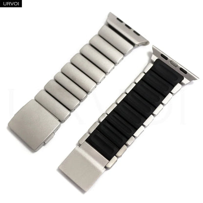URVOI Stratos Band for Apple Watch Ultra 3 2 Series 11 10 9 8 SE3 Titanium Silicone Strap Magnet Clasp Bracelet DLC Coating 49mm