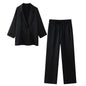 European and American Style 2024 Spring and Summer New Women's Clothing Wrinkle Effect Double Breasted Suit Jacket Pants Set