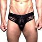 Mens Slip Bikini Jockstrap Briefs Mens Panties Sexy Fishnets Hole Transparent Mesh Ice Silk Men Underwear Sissy Men Underpants