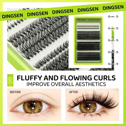 14 Rows Individual Cluster DIY Lash Extensions Natural Thin Wispy Bottom Lashes Mega Volume Thick Segmented Lash Clusters Mixed