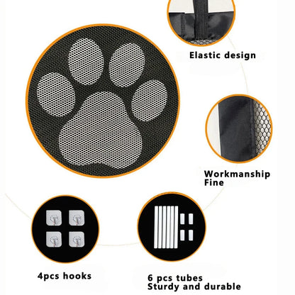 Dog Gate for Stairs - Pet House Screen Door with 4 Hooks, Indoor Safety Fence Barrier, Stairway Pet Gate for Dogs Cats