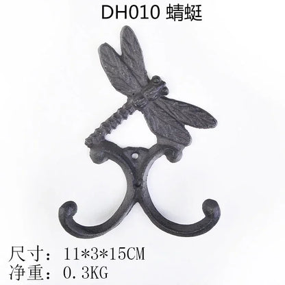 Animal Shape Ironwork Metal Hooks Clothes Hat Key Retro Style Originality Wall Hooks Villa Courtyard Wall Mounted Decorate home