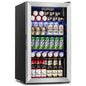 Beverage Refrigerator Cooler 126 Can Mini Fridge Glass Door for Drinks Soda Beer Wine Small Refrigerator for Office Bedroom Hom