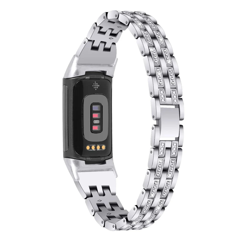 Fitbit Charge 6, 5, 4, 3 & 2 Rhinestone Bracelet Band, 3 Rows