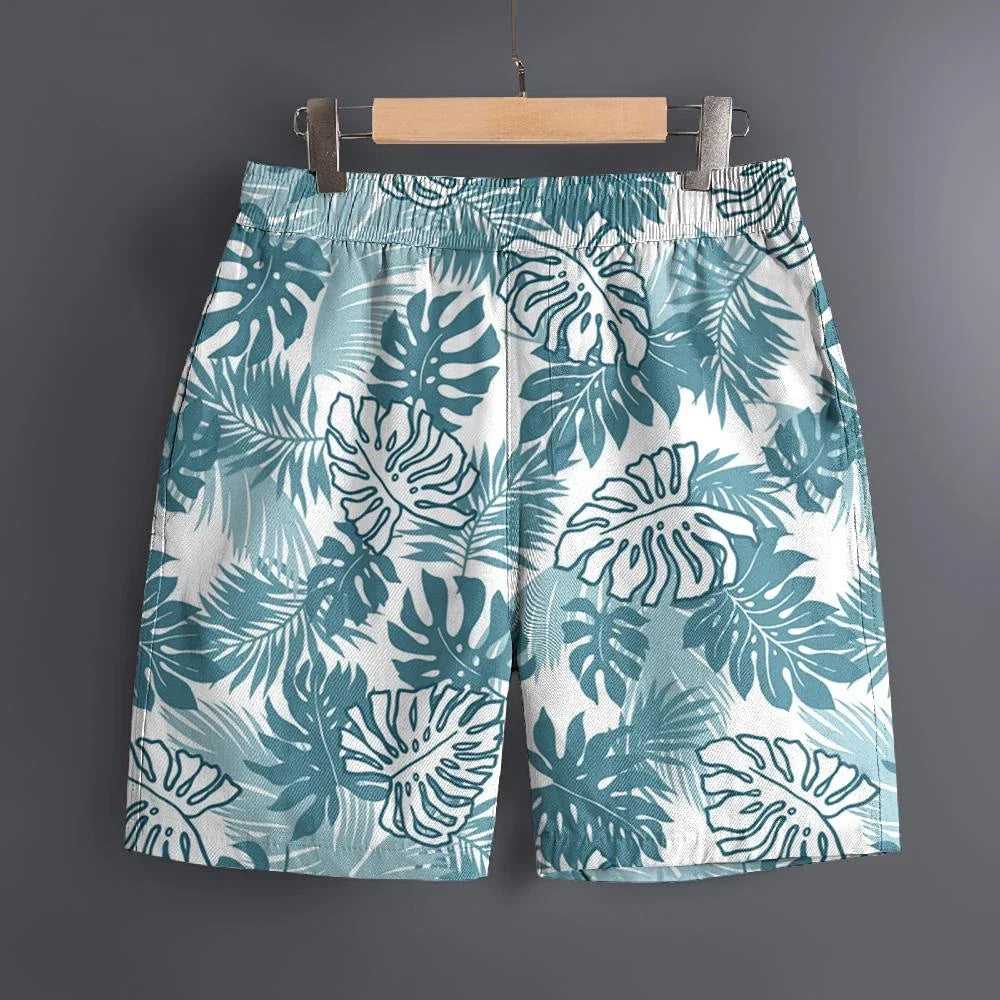 Men's Hawaiian 3D Plant Summer Pattern Beach Shorts Quick Dry Outdoor Casual Sports Shorts Fashion Men's Shorts