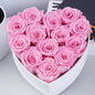12-13pcs Peserved Roses in Heart Shape Box 100% Natural Long Last Real