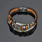 New Trendy Retro 4pcs/Set Bracelets & Bangles Men's Multilayer Black Leather Jewelry Charm Pulseiras Boyfriend Wristband