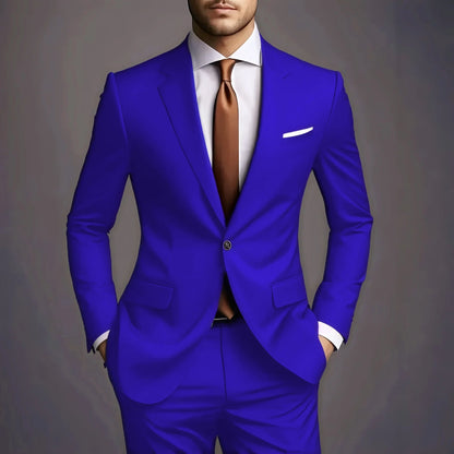 New Luxury Elegant Men's Suits 2 Piece Set Fashion Korean Casual Slim