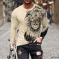 Vintage Animal Lion 3d Print Summer Men's Round Neck T-shirt Casual Long Sleeve Oversized T Shirt Fashion Pullover Men Clothing