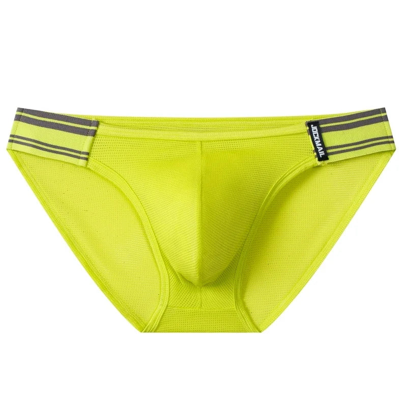 Men Bikini Briefs Sexy Underwear Gay Panties Comfortable Penis Pouch Slip Hombre Cuecas Male Underpants Nylon Mesh Quick Dry