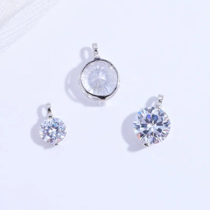 S925 Sterling Silver Inlaid Two-Claw Single Zircon Charm DIY Handmade Bracelet And Necklace Jewelry Accessories SD77