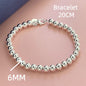 925 Sterling Silver Round Bead Chain Necklace 4/6/8mm Smooth Ball Beads 40-60CM Choker Necklaces for Women Daily Jewelry