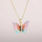 Huitan Aesthetic Butterfly Pendant Necklace for Women Silver Color/Gold Color Inlaid Shiny CZ Fashion Party Accessories Jewelry
