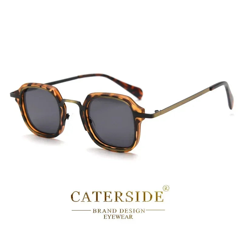 Caterside Punk Retro Polarized Sunglasses Men Mental Fashion Square Sun Glasses Women Outdoor Travel Driving Eyewear UV400
