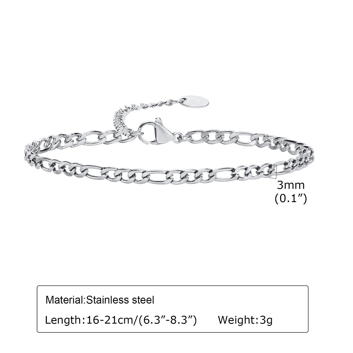 1/2/3pcs Chain Bracelet for, Stainless Steel Twisted Rope Cuban Chain