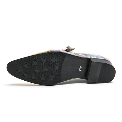 Fashion Gold Casual Shoes England Chelsea Bright Pointed Toe Leather Shoes Men Slip-on Business Party Wedding Oxford Shoes