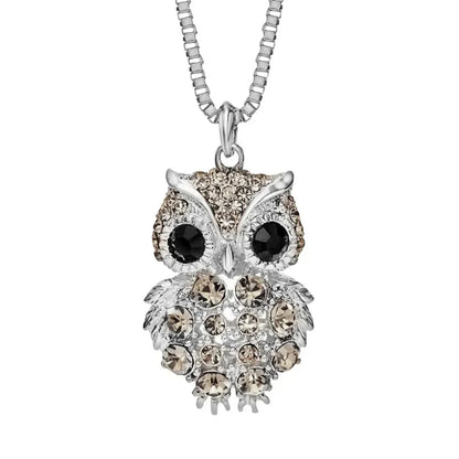 2024 New Korean Cute Sweater Chain Crystal Owl Necklace Long Women's Autumn and Winter Clothes Pendant Accessories