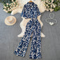 Beach Style Fashion Printed Women Pant Sets 2pcs Short Chiffon Shirts+Wide Leg Pants 2025 New Summer Casual Loose Female Suits