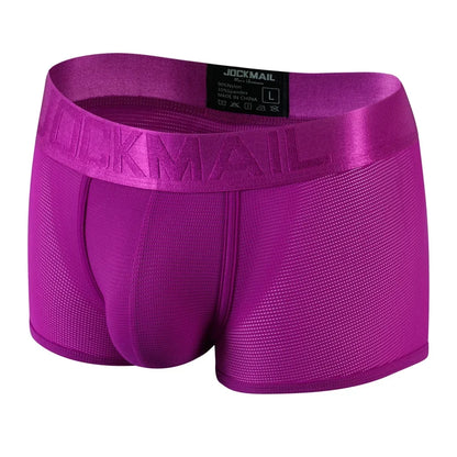 Fashion Fluorescent Color Men's Underwear Sporty Breathable Mesh Boxer Briefs Sexy Transparent Male Underpants Boxer Shorts