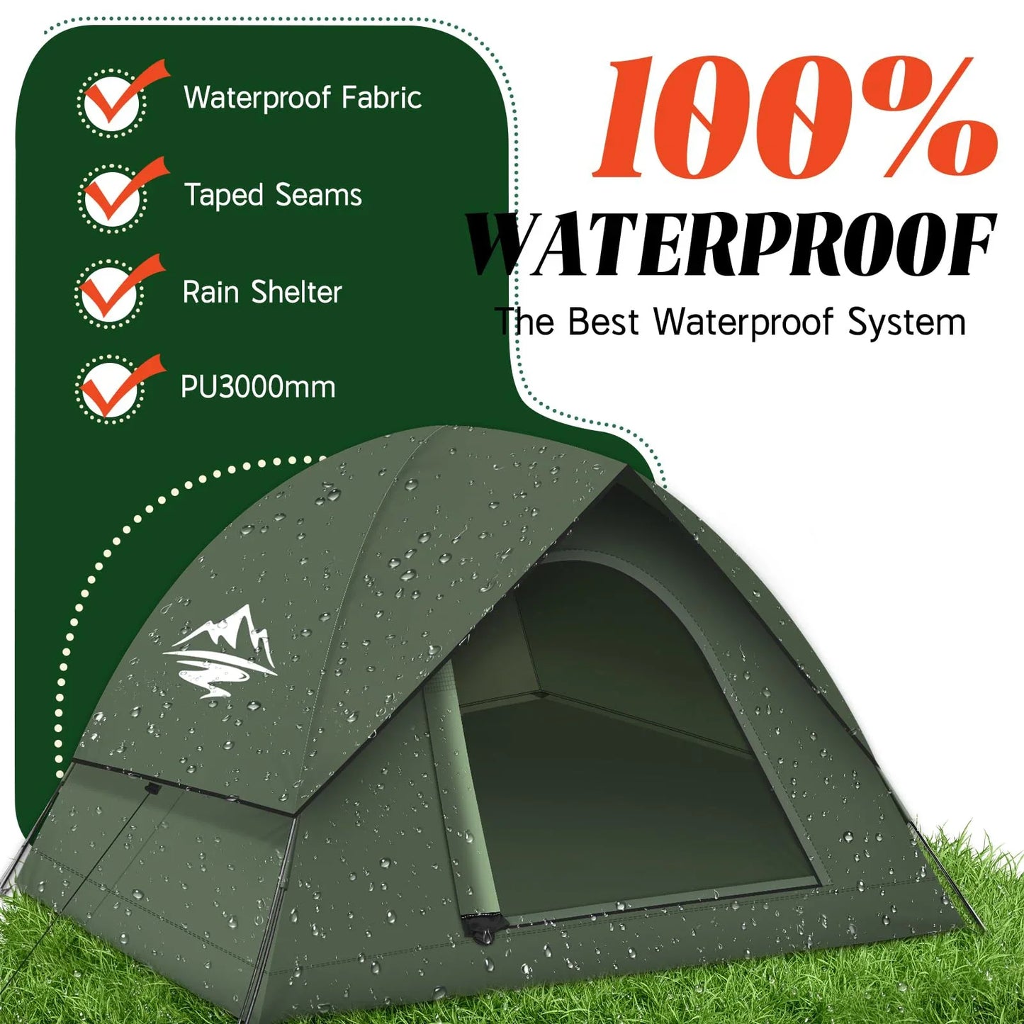 3-4 People Tents for Camping with Shelter 100% Waterproof Windproof