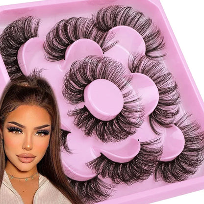 5 Pairs Russian Strip Lashes Fluffy Mink Lashes 3D False Eyelashes Russian Volume Eyelashes Fake Eyelash Extension Make Up