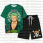 One Piece Luffy Pajama Set Anime Skull Character Sleepwear T-Shirt