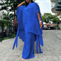 Two Piece Set Women O Neck Short Sleeve Loose Maxi Tops Wide Leg Pants Suit Fashion Elegant Simple Casual Africa Church Outfits