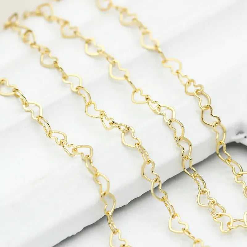 Width3MM 14K Gold Color Plated Brass Heart Shape Necklace Chains High Quality Jewelry Accessories