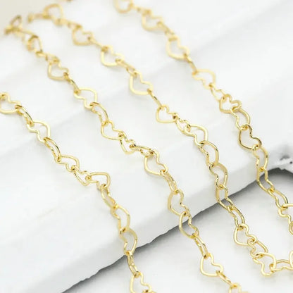 Width3MM 14K Gold Color Plated Brass Heart Shape Necklace Chains High Quality Jewelry Accessories