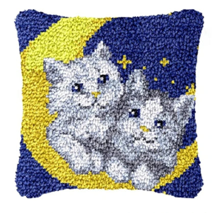 Knot Pillow Package Cartoon Animals Latch Hook Kit Cushion Pillowcase Kussen Set For Needlework Dog Raccoon Latch Hook Kits DIY