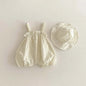 Korean-style summer baby girl thin strap floral jumpsuit hat, baby girl fashion strap jumpsuit, very suitable for travel wear