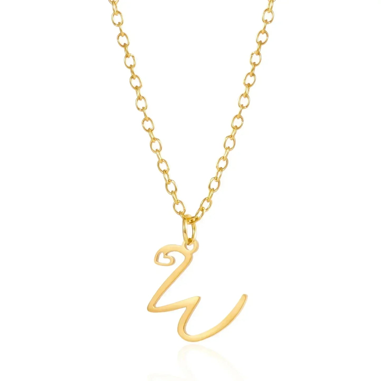 26 Initial Letters Heart Pendant Stainless Steel Necklace for Women Gold Color A-Z Alphabet Choker Chain Birthday Jewelry Gift
