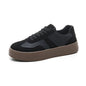 Unisex Retro Brown Leather Platform Sneakers