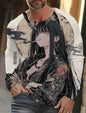 2024 new men's long-sleeved T-shirt 3D printing HD anime tattoo beauty printing men's autumn tops casual round neck home clothes