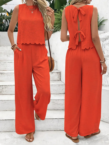 Summer New Women's Fashion Sleeveless Tank Top Casual Pants Set