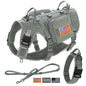 Tactical Dog Harness Collar Leash Set Military Training Pet Vest with Pouches Flags Durable Collars for Big Dogs German Shepherd