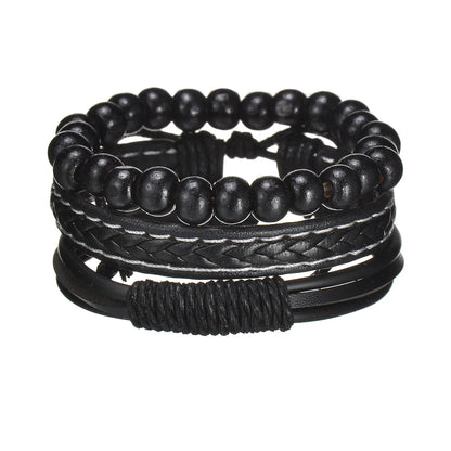 MeMolissa New Fashion Braided Wrap Leather Bracelets for Men High Quality Vintage Charm Wood Beads Ethnic Tribal Wristbands