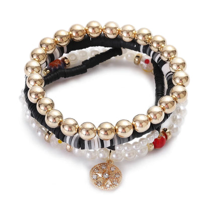 3pcs Boho Bohemian Pink Butterfly Pendant Charm Beads Bracelets Set For Women Stone Wristband Bracelet Bangles Pulseras Feminina
