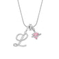 Fashion Letter Necklace for Women Pink Zircon Heart-shaped Pendant Suitable for Girls to Wear Personalized Gold-plated Jewelry
