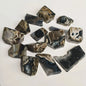 1pc Fluorescent Volcanic Agate Palm Specimen, UV Reactive Red & Green, Freeform Crystal with Black Spots, Home Decor