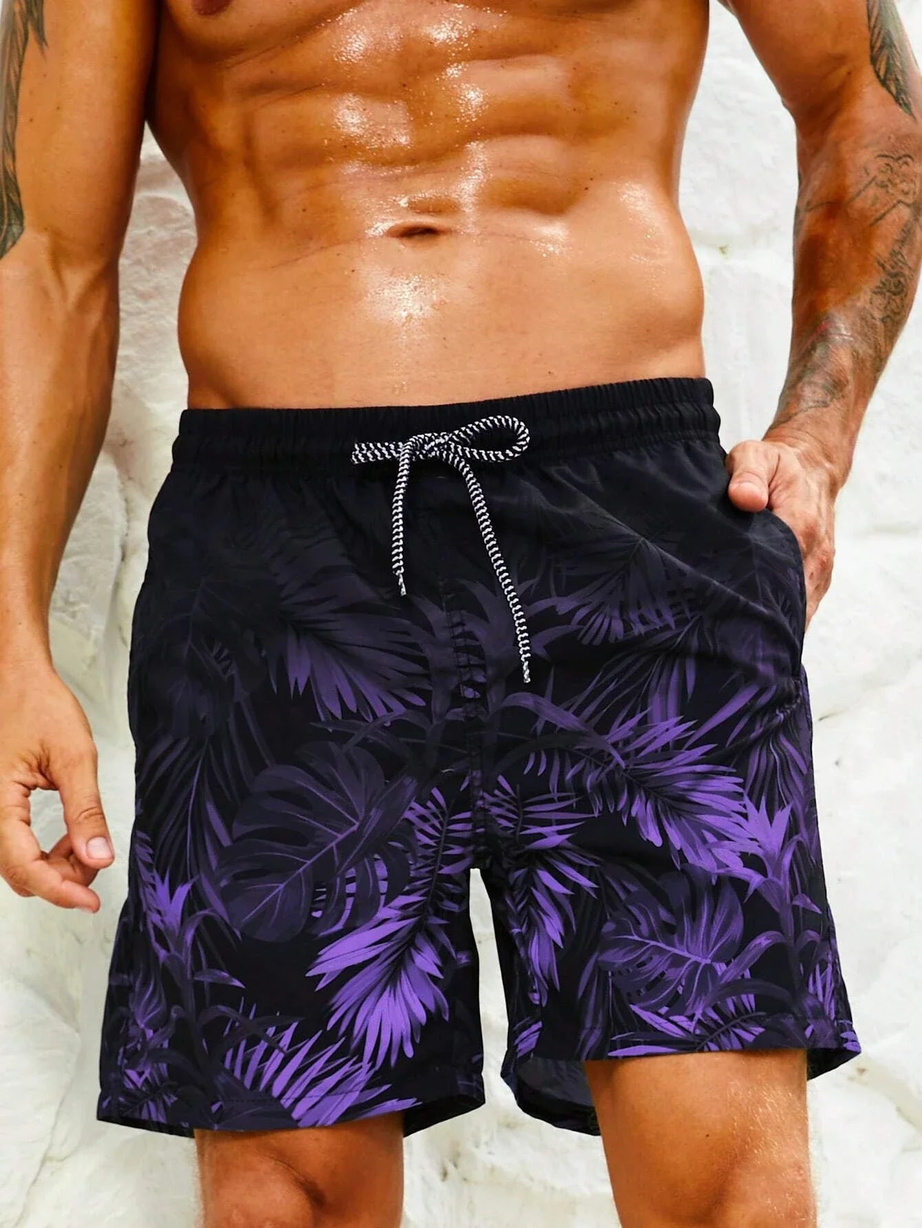 Men's Hawaiian 3D Gradient Palm Tree Pattern Beach Shorts Quick Dry Outdoor Leisure Sports Shorts Fashion Men's Shorts