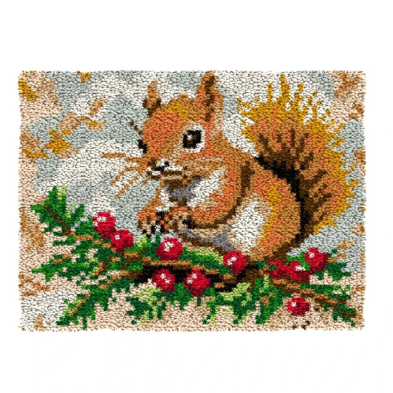 Latch Hook Rug Kit Crochet Carpet DIY Rug Crochet Yarn Kits Fashion Cartoon Pattern Gift Carpet Making Kit for Festival Carpet