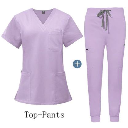 Unisex V-Neck Scrub Set with Jogger Pants