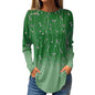 2024 women's fashion tops long sleeve round neck pullover casual long sleeve t-shirt new 3d printed gradient printed t-shirt