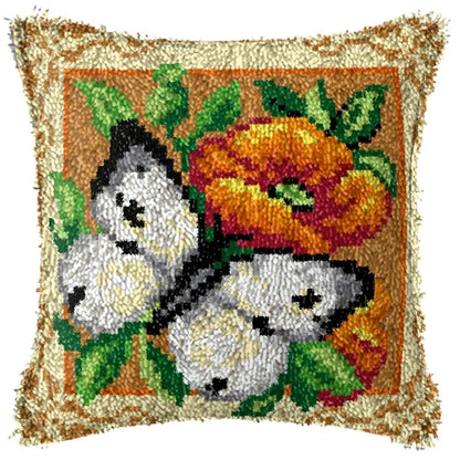 Knot Pillow Package Latch Hook Kit Cushion Pillowcase Kussen Set For Needlework DIY Butterfly Flower Plant Series Latch Hook Kit