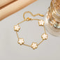 Lucky Five-Leaf Flower 18k Gold Plated Stainless Steel Bracelet Women's Exquisite Five-Pointed Star Luxury Party Jewelry Gift