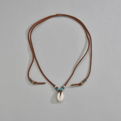 Simulation Shell Pendant Clavicle Necklaces For Women Waterproof Brown Rope Chain Short Collar Minimalist Female Party Jewelry