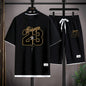 The 2025 summer new men's set features street fashion casual comfort softness breathability and 3D digital pattern printing