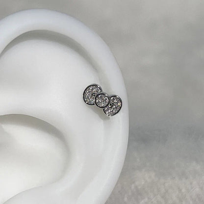 Cute Bowknot Love Heart 316L Stainless Steel Annular Ear Bone Nail Fashion Delicate Zircon Earring for Women Y2K Punk Jewelry